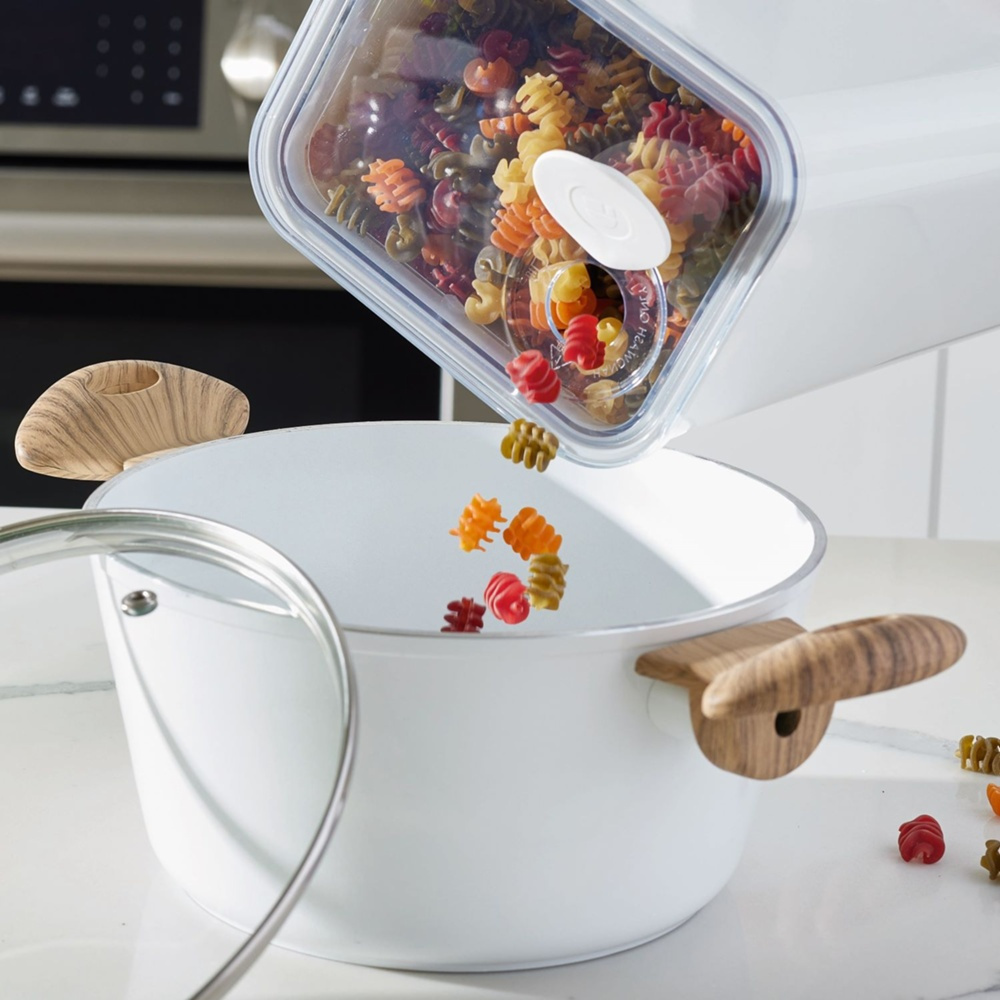 Lufttät Förvaringsburk, iD POUR LID XL CANISTER, 12,1 x 16,2 x H 29,5 cm, Vit / Transparent i gruppen Förvaring / Köksförvaring / Förvaringslådor och burkar hos SmartaSaker.se (41708)