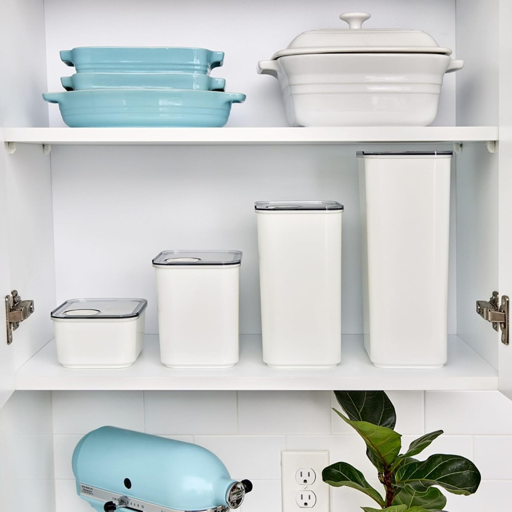 Lufttät Förvaringsburk, iD POUR LID XL CANISTER, 12,1 x 16,2 x H 29,5 cm, Vit / Transparent i gruppen Förvaring / Köksförvaring / Förvaringslådor och burkar hos SmartaSaker.se (41708)