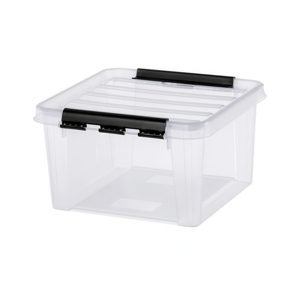 Låda , SMARTSTORE 7L CLASSIC, Kvadratisk, 28 x 28 x H 17 cm, Klar / Svart i gruppen Förvaring / Förvaringslådor / SmartStore förvaringslådor hos SmartaSaker.se (41716)