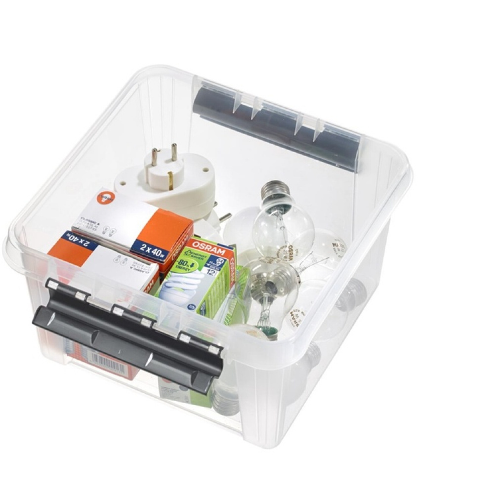 Låda , SMARTSTORE 7L CLASSIC, Kvadratisk, 28 x 28 x H 17 cm, Klar / Svart i gruppen Förvaring / Förvaringslådor / SmartStore förvaringslådor hos SmartaSaker.se (41716)