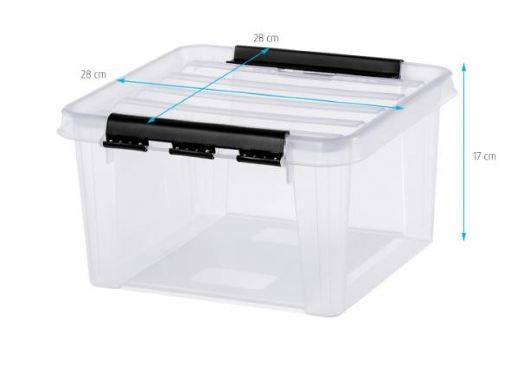 Låda , SMARTSTORE 7L CLASSIC, Kvadratisk, 28 x 28 x H 17 cm, Klar / Svart i gruppen Förvaring / Förvaringslådor / SmartStore förvaringslådor hos SmartaSaker.se (41716)