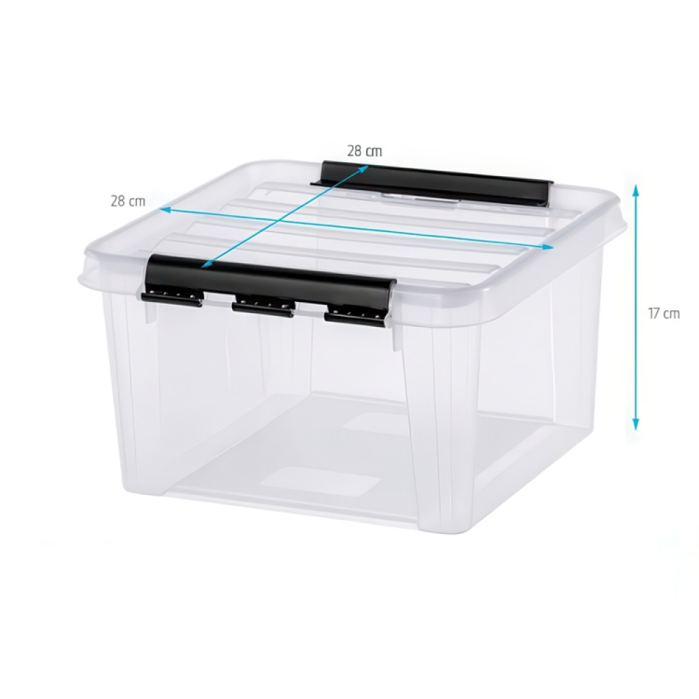 Låda , SMARTSTORE 7L CLASSIC, Kvadratisk, 28 x 28 x H 17 cm, Klar / Svart i gruppen Förvaring / Förvaringslådor / SmartStore förvaringslådor hos SmartaSaker.se (41716)