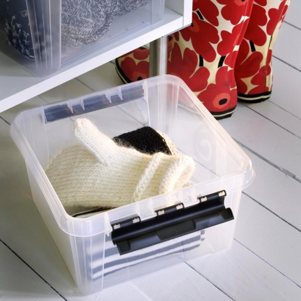 Låda , SMARTSTORE 7L CLASSIC, Kvadratisk, 28 x 28 x H 17 cm, Klar / Svart i gruppen Förvaring / Förvaringslådor / SmartStore förvaringslådor hos SmartaSaker.se (41716)