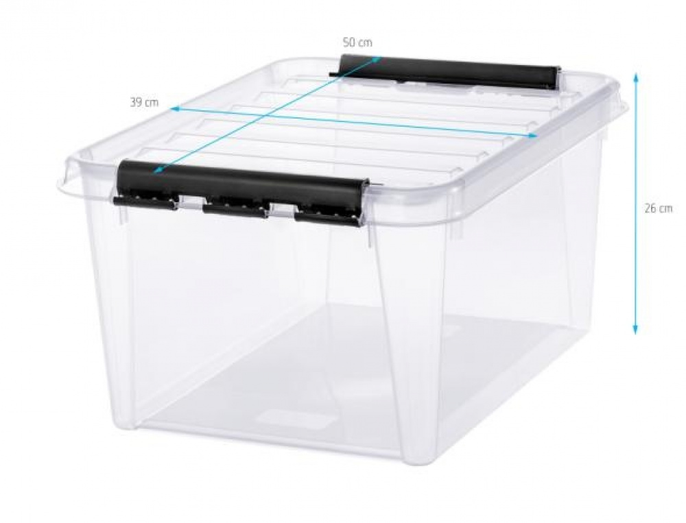 Låda av plast, SMARTSTORE 31L, CLASSIC, 50 x 39 x H26 cm, Transparent / Svart i gruppen Förvaring / Köksförvaring / Förvaringslådor och burkar / SmartStore hos SmartaSaker.se (41720)