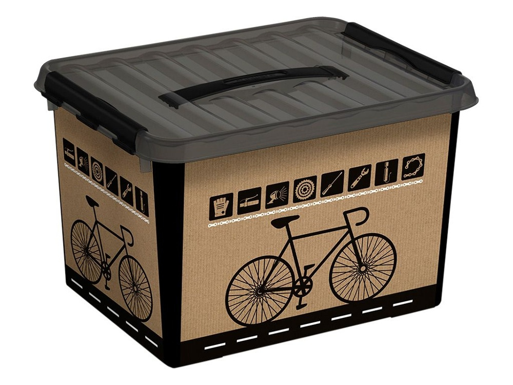 Låda för Cykeltillbehör, med handtag, 22 L, BIKE STORAGE BOX, 40 x 30 x H 26 cm, Svart / Natur i gruppen Förvaring / Förråd- och garageförvaring hos SmartaSaker.se (41731)