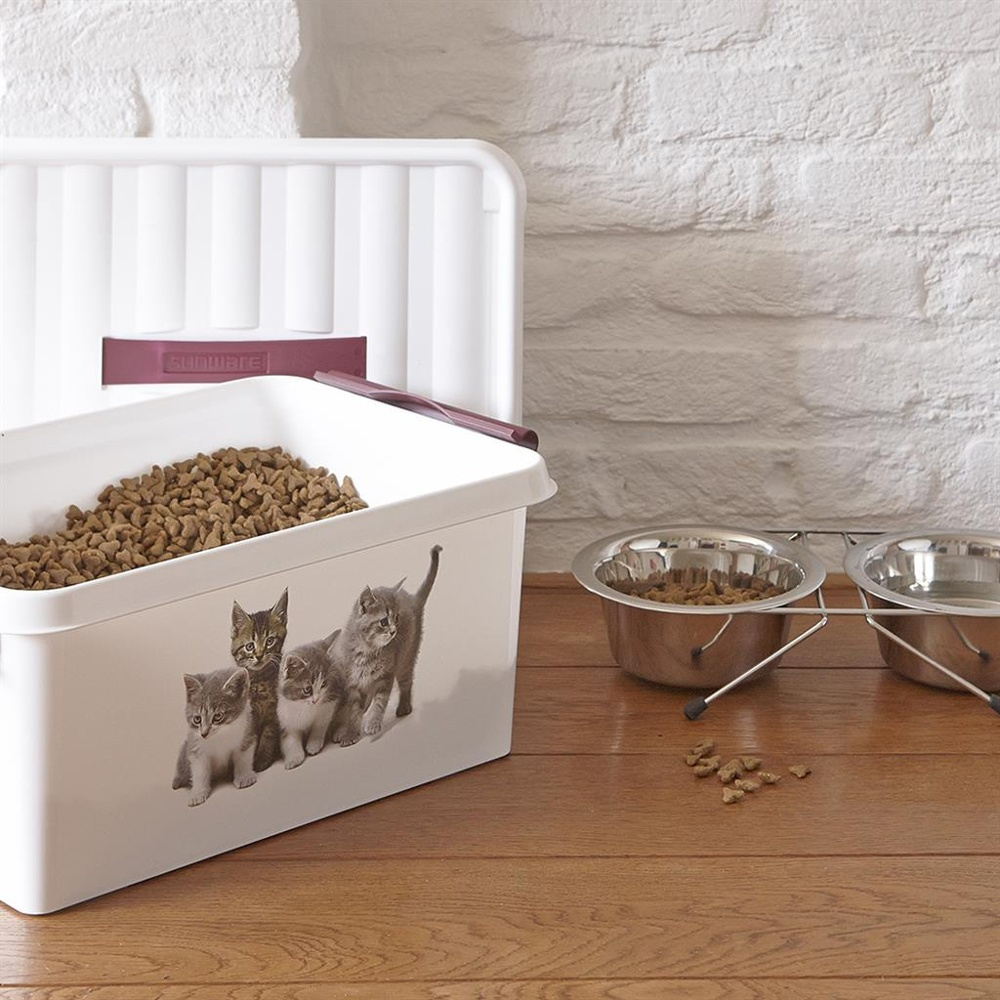 Låda för Djurfoder med handtag, 15 L, PET STORAGE MEDIUM, 40 x 30 x H 18cm, Vit / Vinröd i gruppen Förvaring / Köksförvaring / Förvaringslådor och burkar hos SmartaSaker.se (41732)
