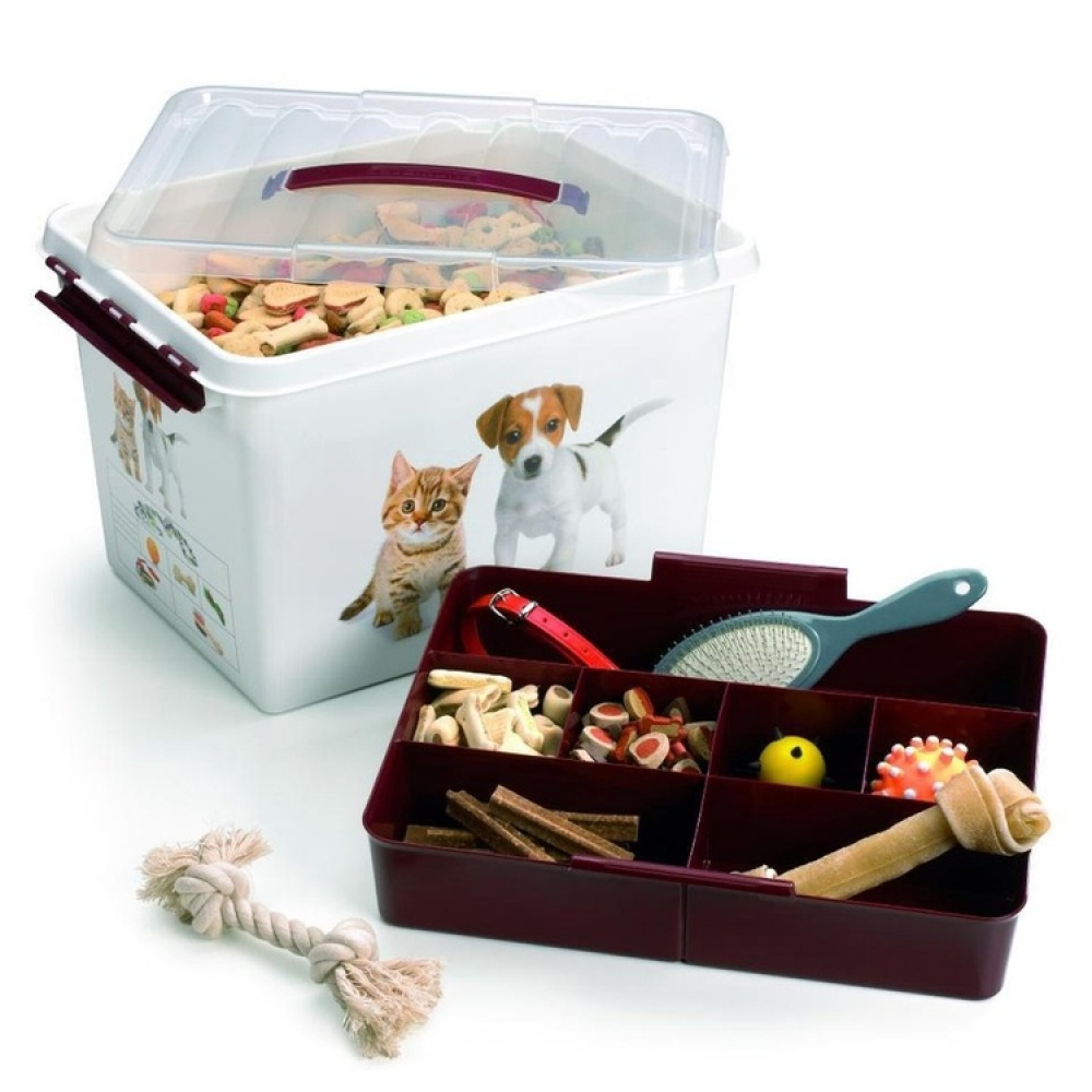 Låda för Husdjurstillbehör, med handtag, 22 L, PET STORAGE LARGE, 40 x 30 x H 26 cm, Vit / Vinröd i gruppen Förvaring / Förråd- och garageförvaring hos SmartaSaker.se (41733)