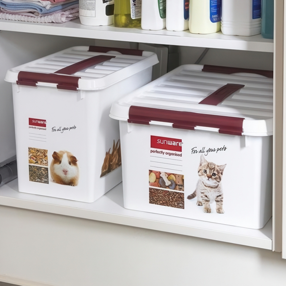 Låda för Husdjurstillbehör, med handtag, 22 L, PET STORAGE LARGE, 40 x 30 x H 26 cm, Vit / Vinröd i gruppen Förvaring / Förråd- och garageförvaring hos SmartaSaker.se (41733)