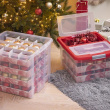 Låda för Julpynt, Fack i locket, 45 Liter, XL GLITTER BOX, 48 x 36,5 x H 36,5 cm, Klar / Röd Låda för Julpynt, Fack i locket, 45 Liter, XL GLITTER BOX, 48 x 36,5 x H 36,5 cm, Klar / Röd