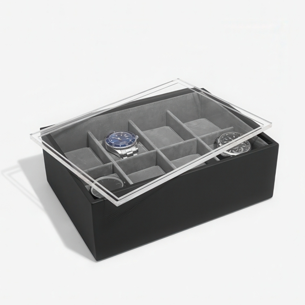 Låda för klockor med displaylock, STACKERS WATCH BOX, 18 x 26 x H 9,5 cm Svart i gruppen Förvaring / Sovrumsförvaring / Klocklådor hos SmartaSaker.se (41738)