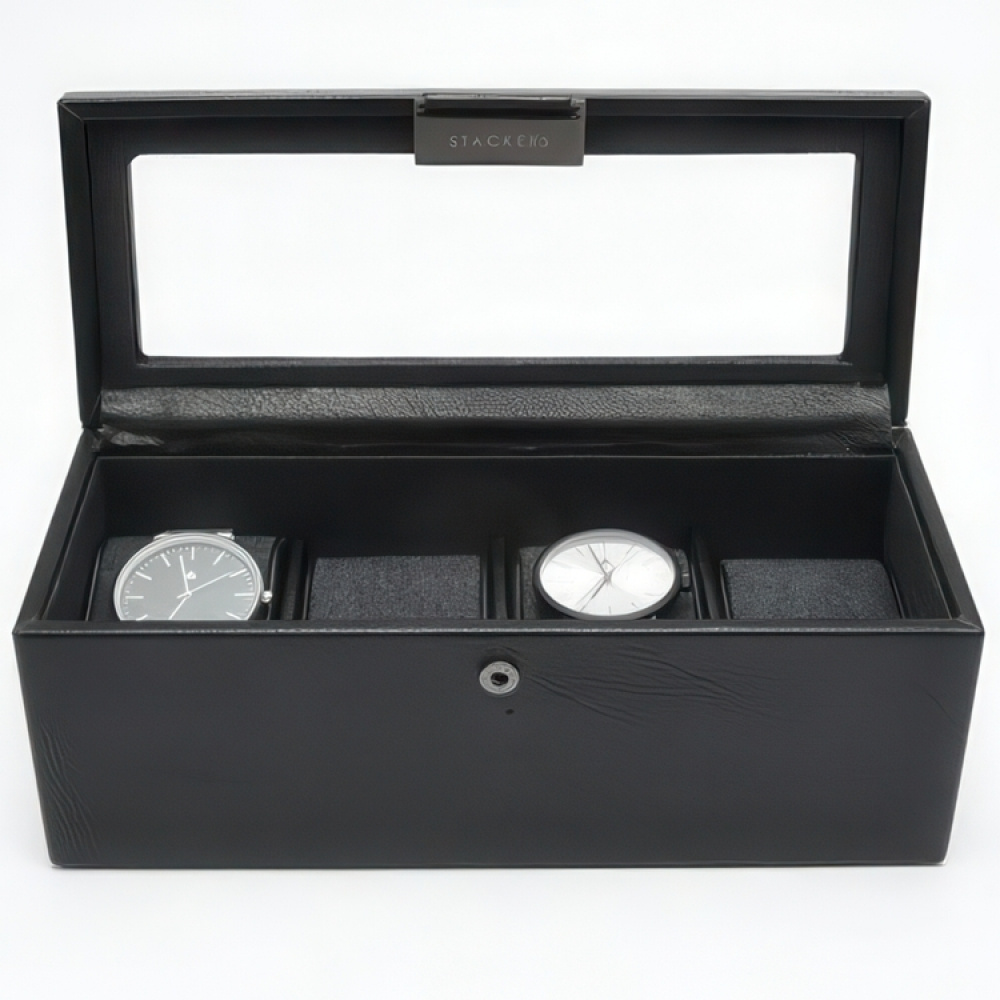 Låda för klockor med glaslock, Avlång, STACKERS WATCH BOX, 24,5 x 10 x H 9,5 cm i gruppen Förvaring / Sovrumsförvaring / Klocklådor hos SmartaSaker.se (41740)