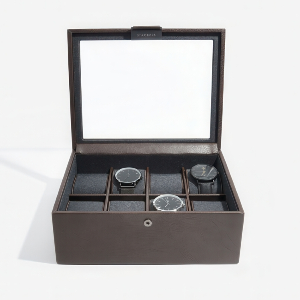 Låda för klockor med glaslock, STACKERS 8 PIECE WATCH BOX, 19,5 x 24 x H 9,5 cm i gruppen Förvaring / Sovrumsförvaring / Klocklådor hos SmartaSaker.se (41742)