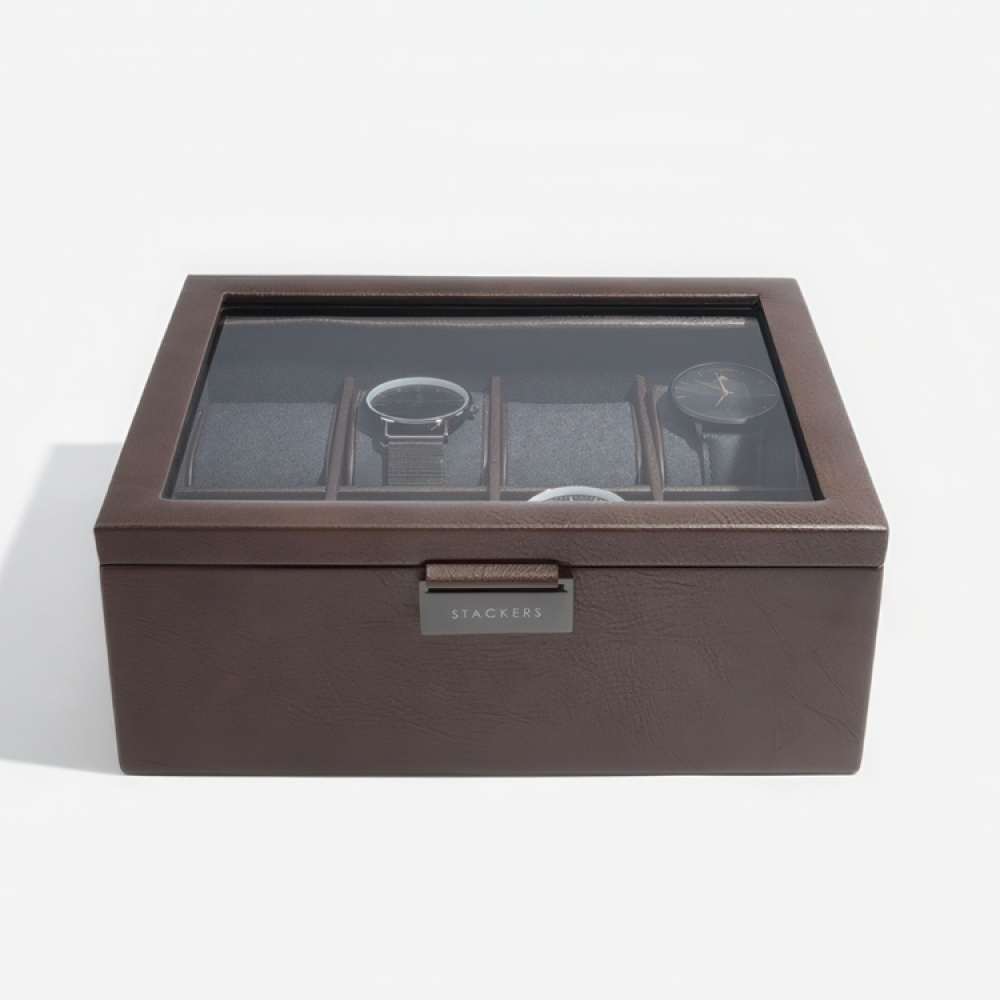Låda för klockor med glaslock, STACKERS 8 PIECE WATCH BOX, 19,5 x 24 x H 9,5 cm i gruppen Förvaring / Sovrumsförvaring / Klocklådor hos SmartaSaker.se (41742)