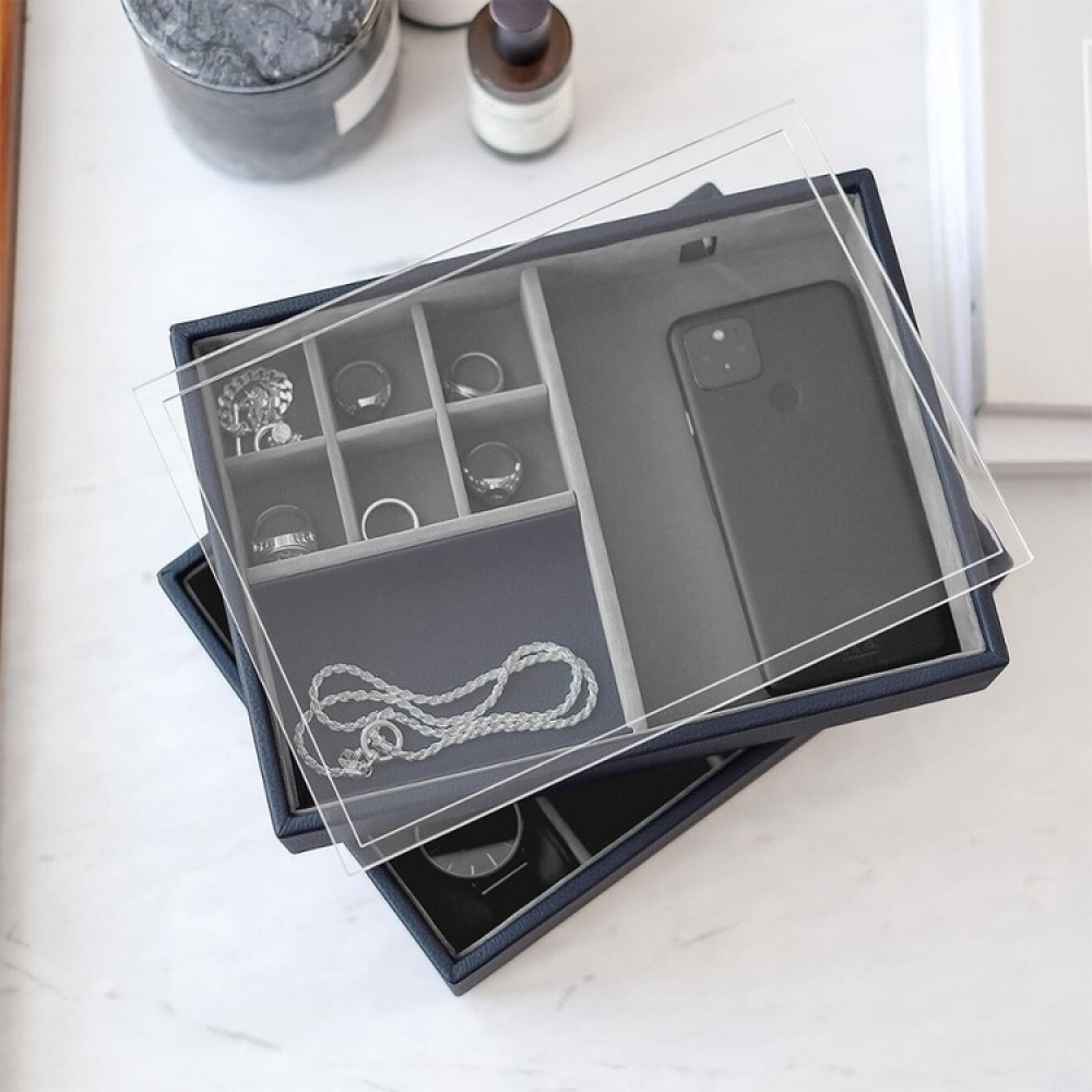 Låda för Klockor och Accessoarer, STACKERS WATCH & VALET, 18 x 26 x H 15 cm, Marinblå i gruppen Förvaring / Sovrumsförvaring / Klocklådor hos SmartaSaker.se (41744)