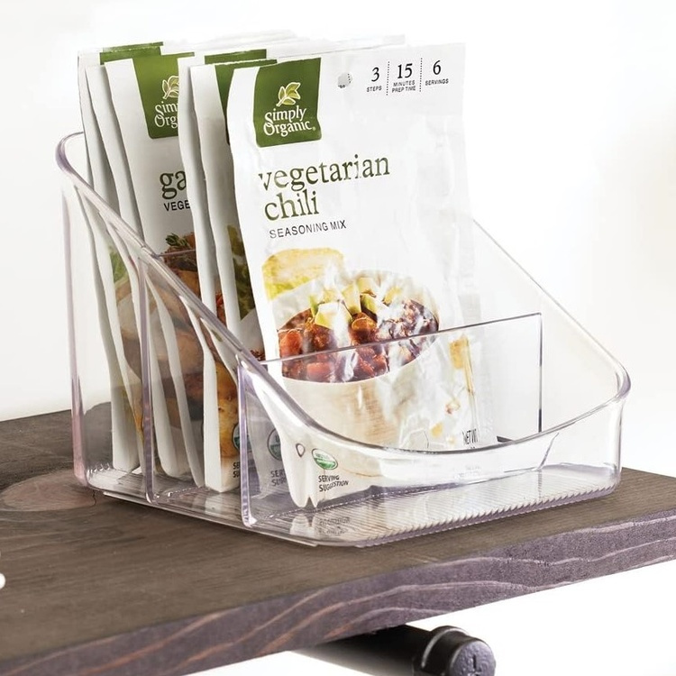 Låda för kryddpåsar, 3 fack, LINUS PACKET ORGANIZER, 15,5 x 16 x H 13 cm, Transparent i gruppen Förvaring / Köksförvaring / Förvaringsburkar hos SmartaSaker.se (41745)