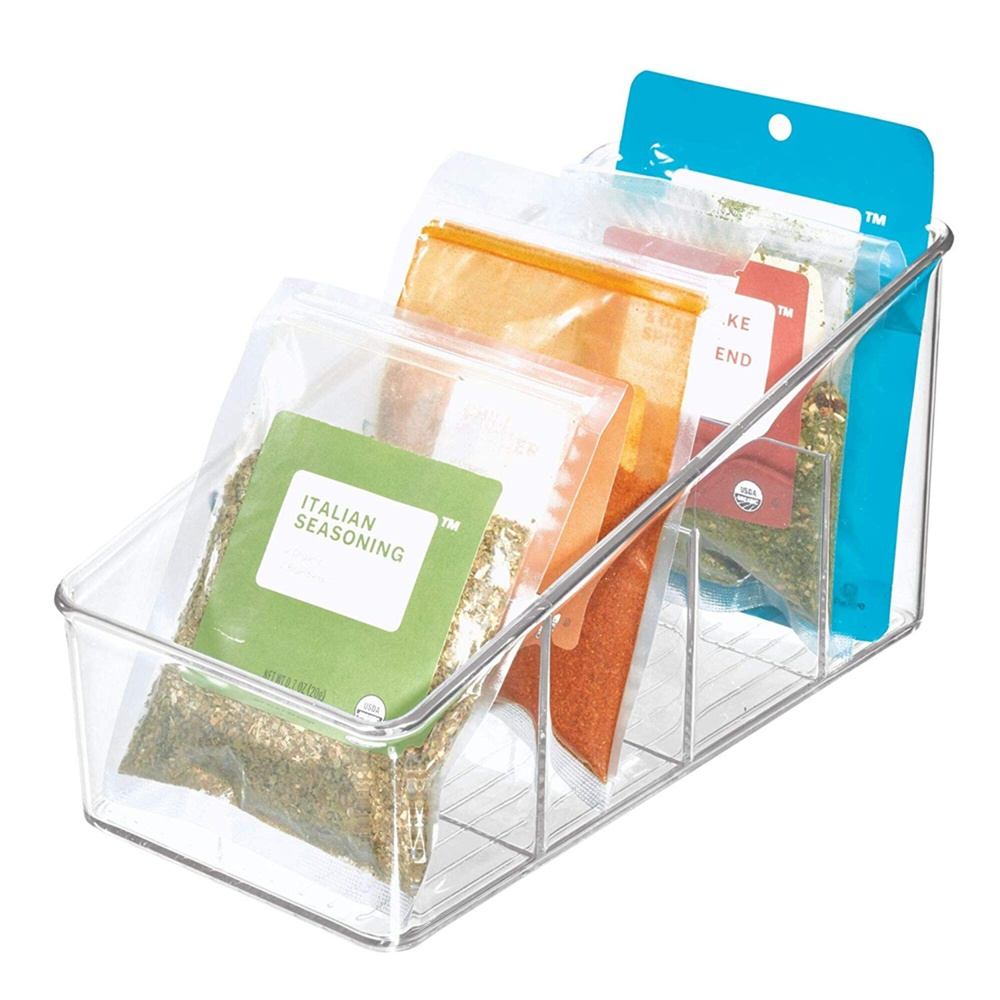 Låda för kryddpåsar, 4 fack, PACKET ORGANIZER, 13 x 27 x H 13 cm, Transparent i gruppen Förvaring / Köksförvaring / Förvaringslådor och burkar hos SmartaSaker.se (41746)