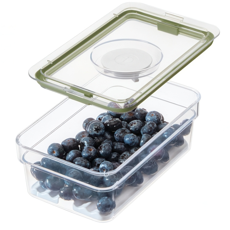 Låda för kylen, 0,9L, ID FRESH MEDIUM PRODUCE BIN, 13 x 20,5 x H 8 cm, Klar / Grön i gruppen Förvaring / Köksförvaring / Kylskåpsförvaring hos SmartaSaker.se (41747)