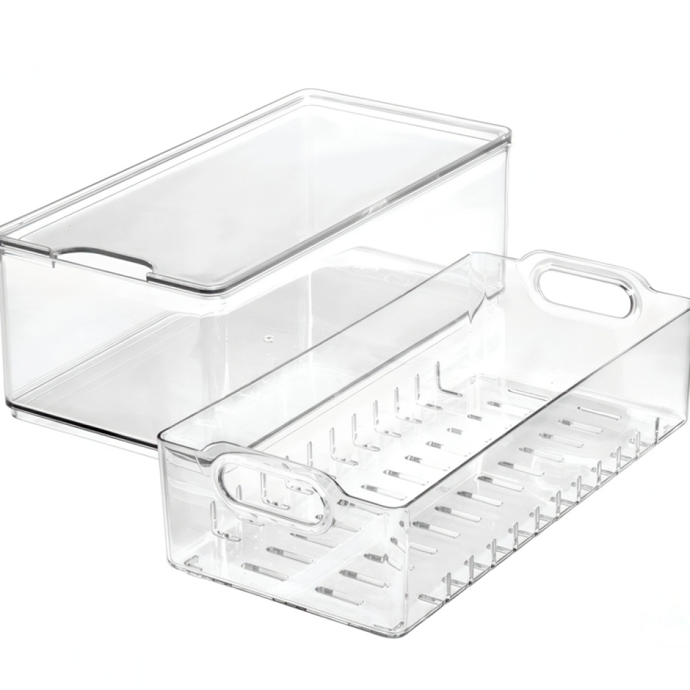 Låda för kylen, med lock och durkslag, THE HOME EDIT LARGE BERRY BIN, 15,2 x 30,5 x H10,8 cm, Transparent i gruppen Förvaring / Köksförvaring / Kylskåpsförvaring hos SmartaSaker.se (41751)