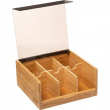Låda för Sortering av Tepåsar, 6 fack, SQUARE BAMBOO TEA BOX, 22 x 21 x H 10 cm, Natur / Svart Låda för Sortering av Tepåsar, 6 fack, SQUARE BAMBOO TEA BOX, 22 x 21 x H 10 cm, Natur / Svart