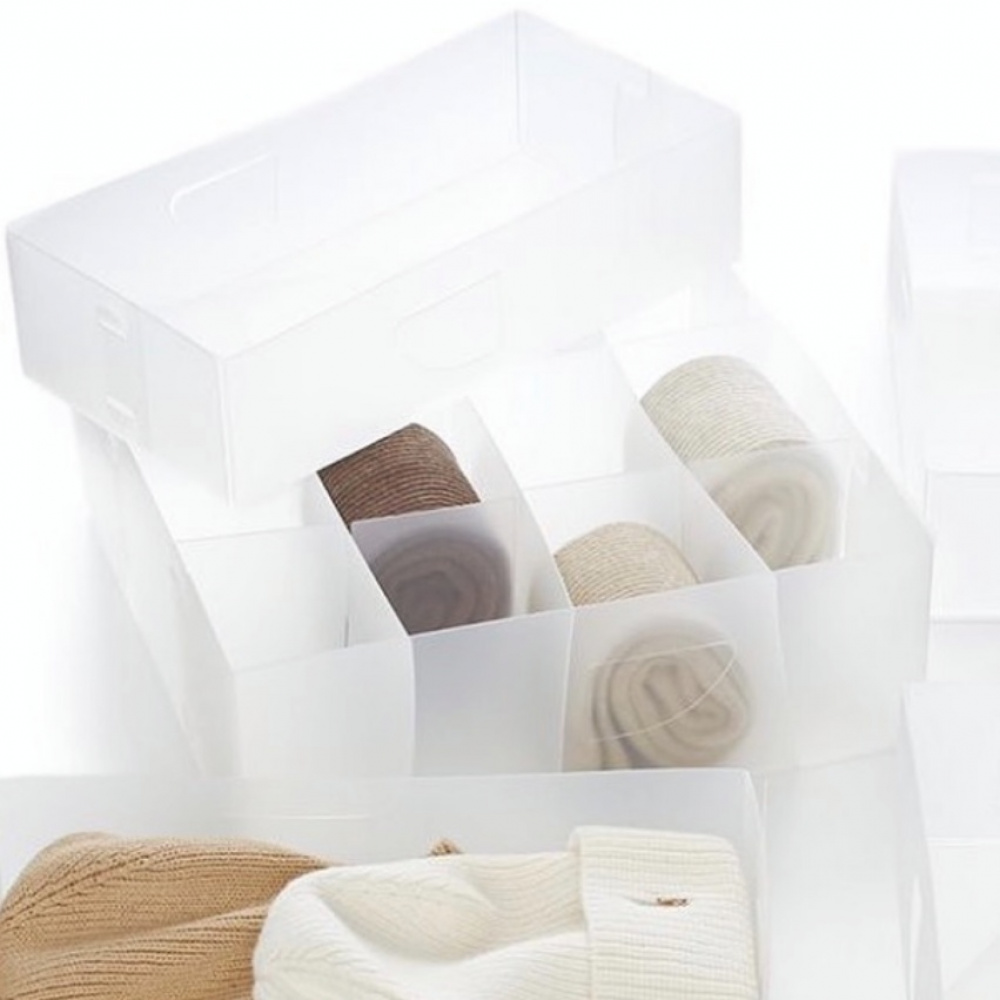 Låda för sortering, 12 fack, DIVISORI PER CASETTI, 30 x 30 x H8 cm, Transparent vit i gruppen Förvaring / Garderobsförvaring / Sorteringslådor hos SmartaSaker.se (41760)