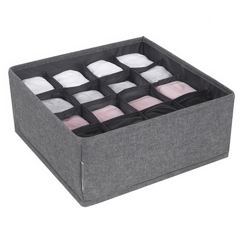 Låda för sortering, 16 fack, BIGSO SOFT DRAWER SQUARE ORGANIZER, 29 x 29 x H 11 cm i gruppen Förvaring / Garderobsförvaring / Sorteringslådor hos SmartaSaker.se (41761)