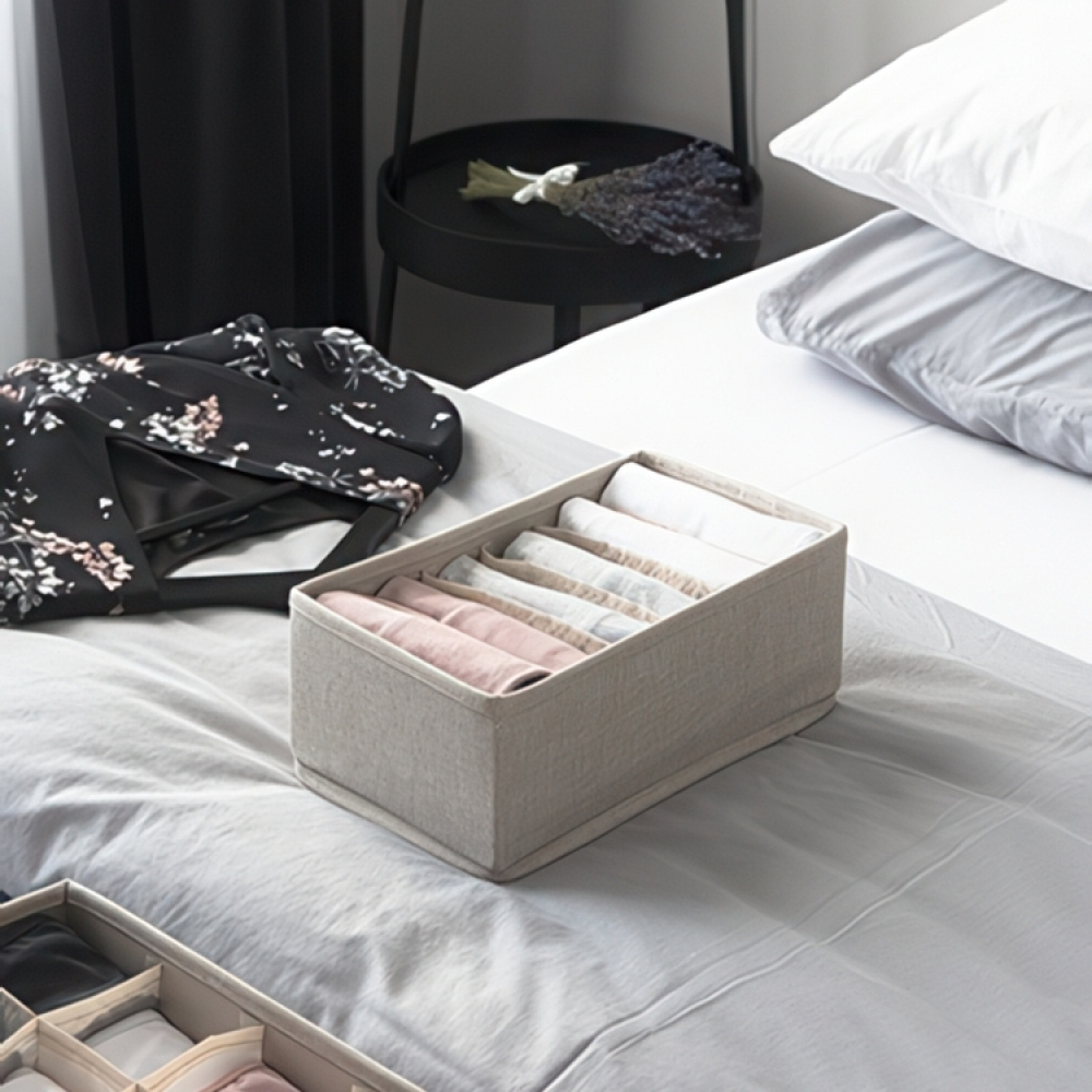 Låda för sortering, 6 fack, BIGSO SOFT DRAWER ORGANIZER, 16,5 x 29 x H 11 cm i gruppen Förvaring / Garderobsförvaring / Sorteringslådor hos SmartaSaker.se (41763)