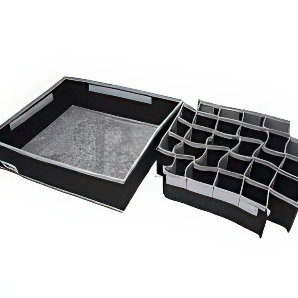 Låda för sortering, tyg, 30 Fack, OLA DRAWER ORGANISER, 34 x 32 x H10cm, Mörkgrå i gruppen Förvaring / Garderobsförvaring / Sorteringslådor hos SmartaSaker.se (41767)