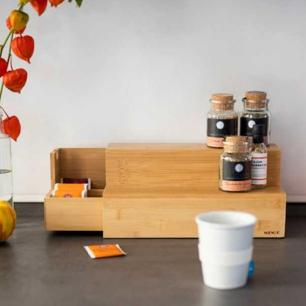 Låda för tepåsar, BAMBU TRAPPA, 33 x 15 x H 17,5 cm, Brun i gruppen Förvaring / Köksförvaring / Förvaringsburkar hos SmartaSaker.se (41770)