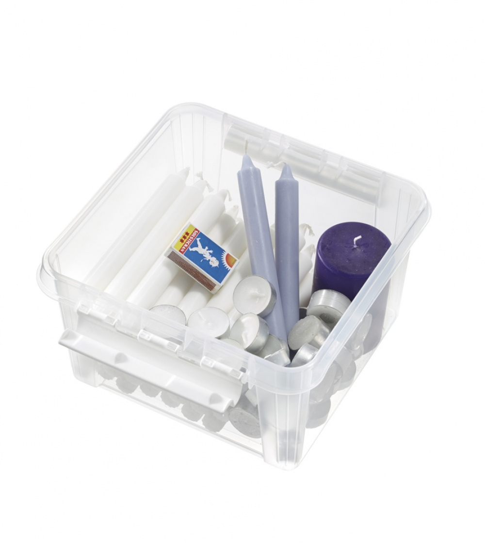 Låda Kvadratisk, SMARTSTORE 7L HOME, 28 x 28 x H 17 cm, Klar / Vit i gruppen Förvaring / Förvaringslådor / SmartStore förvaringslådor hos SmartaSaker.se (41774)