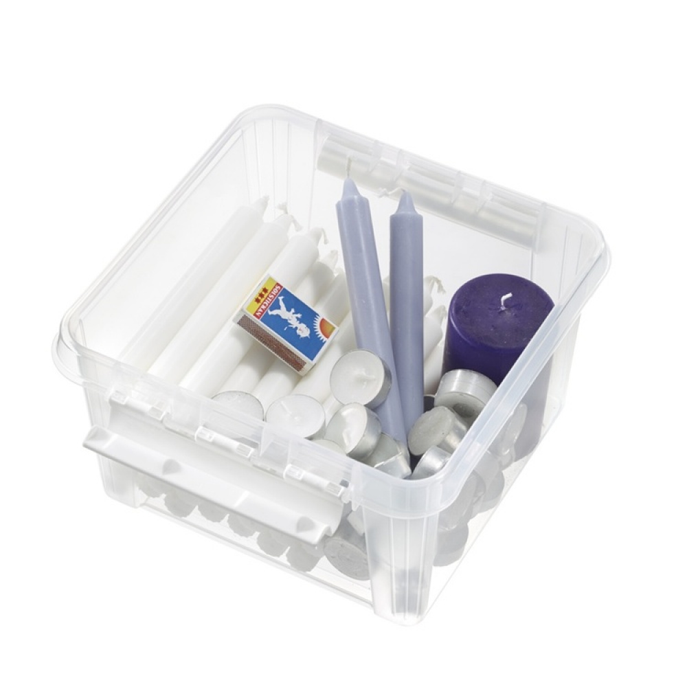 Låda Kvadratisk, SMARTSTORE 7L HOME, 28 x 28 x H 17 cm, Klar / Vit i gruppen Förvaring / Förvaringslådor hos SmartaSaker.se (41774)