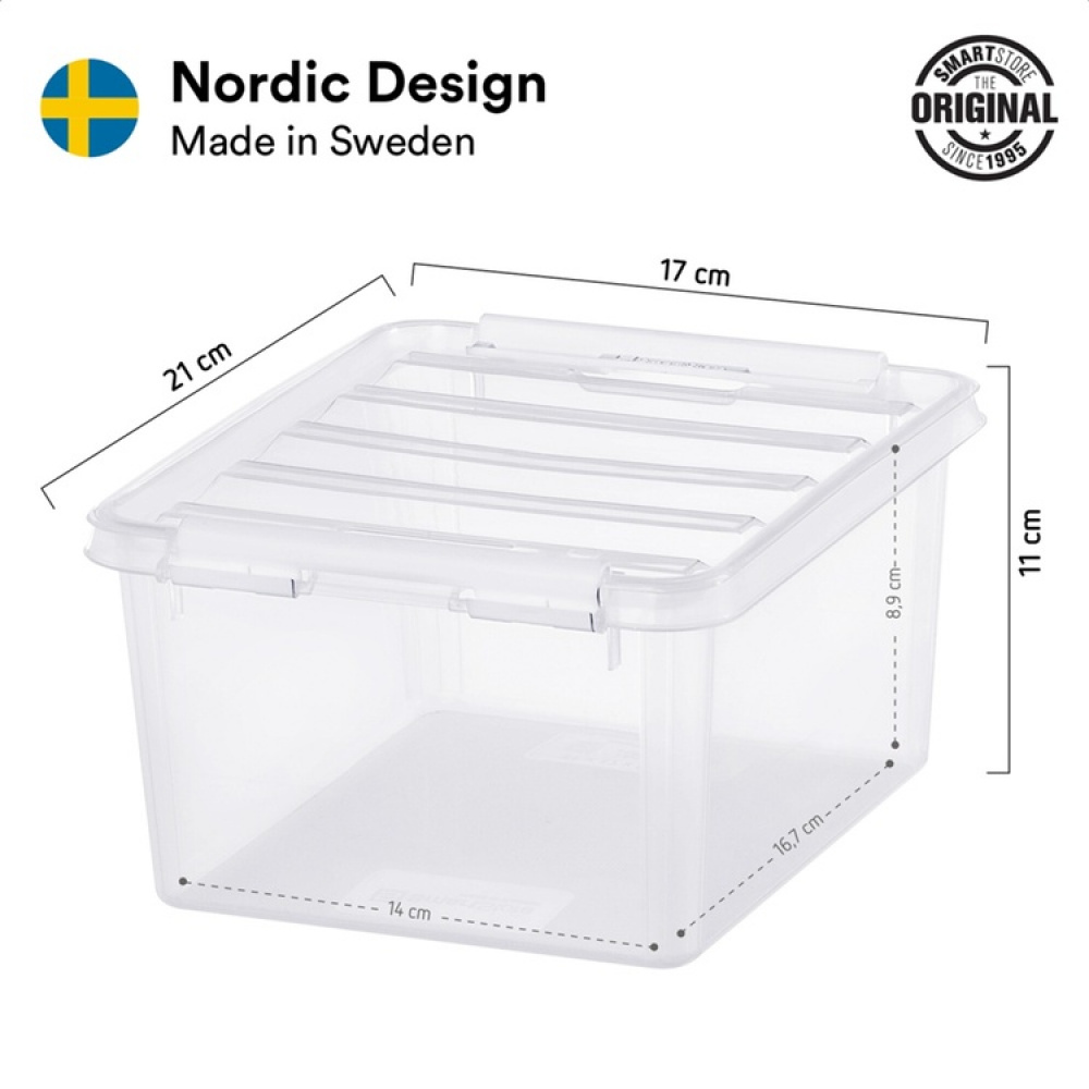 Låda Liten / Ask, SMARTSTORE 2L, CLASSIC, 21 x 17 x H11 cm, Klar / Svart i gruppen Förvaring / Förvaringslådor / SmartStore förvaringslådor hos SmartaSaker.se (41776)