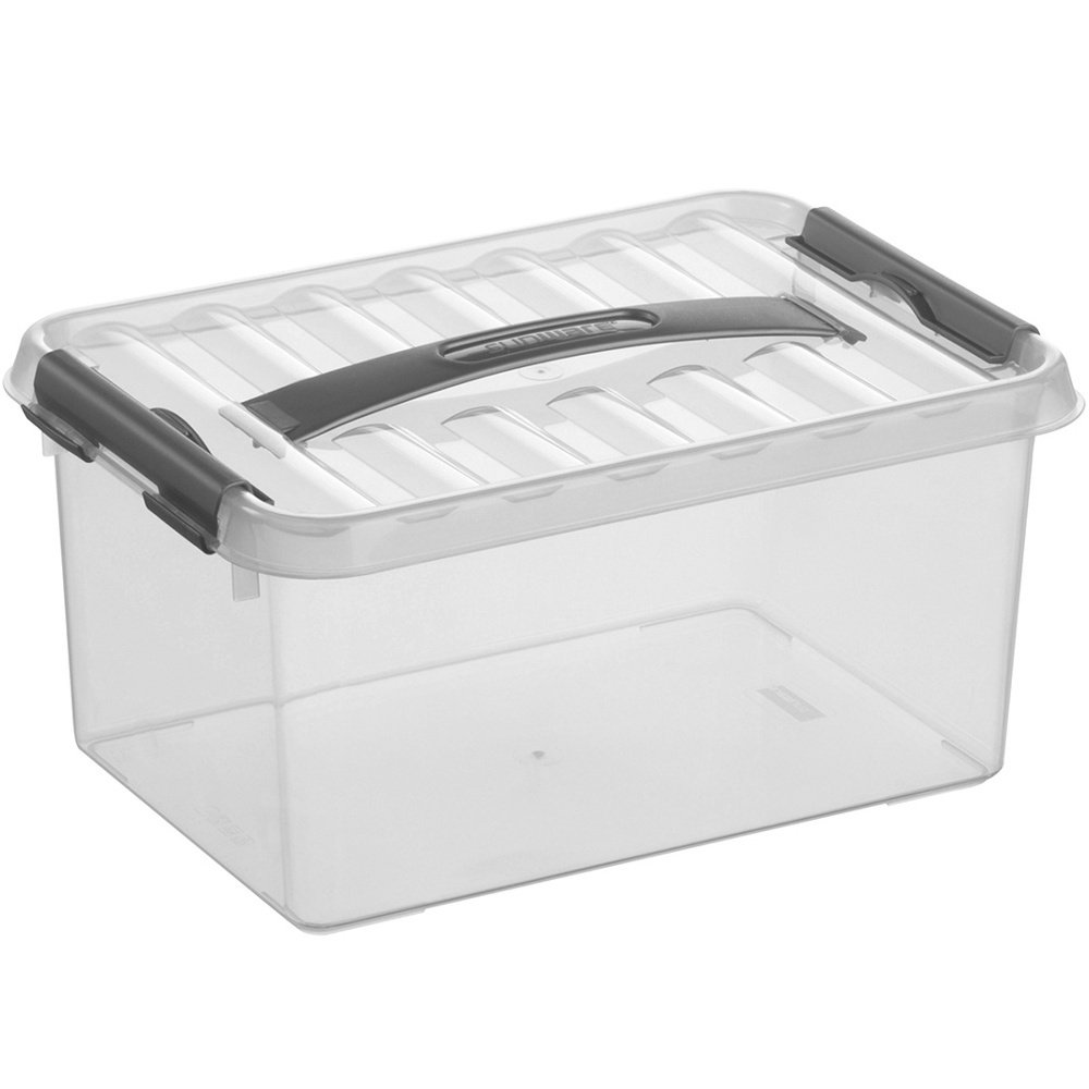 Låda med handtag, 6 Liter, Q-LINE BOX, 30,7 x 20 x H 14,3 cm, Klar / Silvergrå i gruppen Förvaring / Förvaringslådor hos SmartaSaker.se (41780)