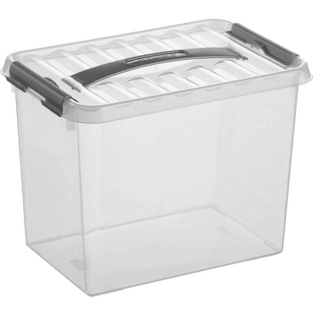 Låda med handtag, Hög, 9 Liter, Q-LINE BOX, 30,7 x 20 x H 22,3 cm, Klar / Silvergrå i gruppen Förvaring / Förvaringslådor hos SmartaSaker.se (41781)