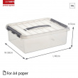 Låda med handtag, Låg, 10 Liter, Q-LINE BOX, 40 x 30 x H11 cm, Klar / Silvergrå Låda med handtag, Låg, 10 Liter, Q-LINE BOX, 40 x 30 x H11 cm, Klar / Silvergrå