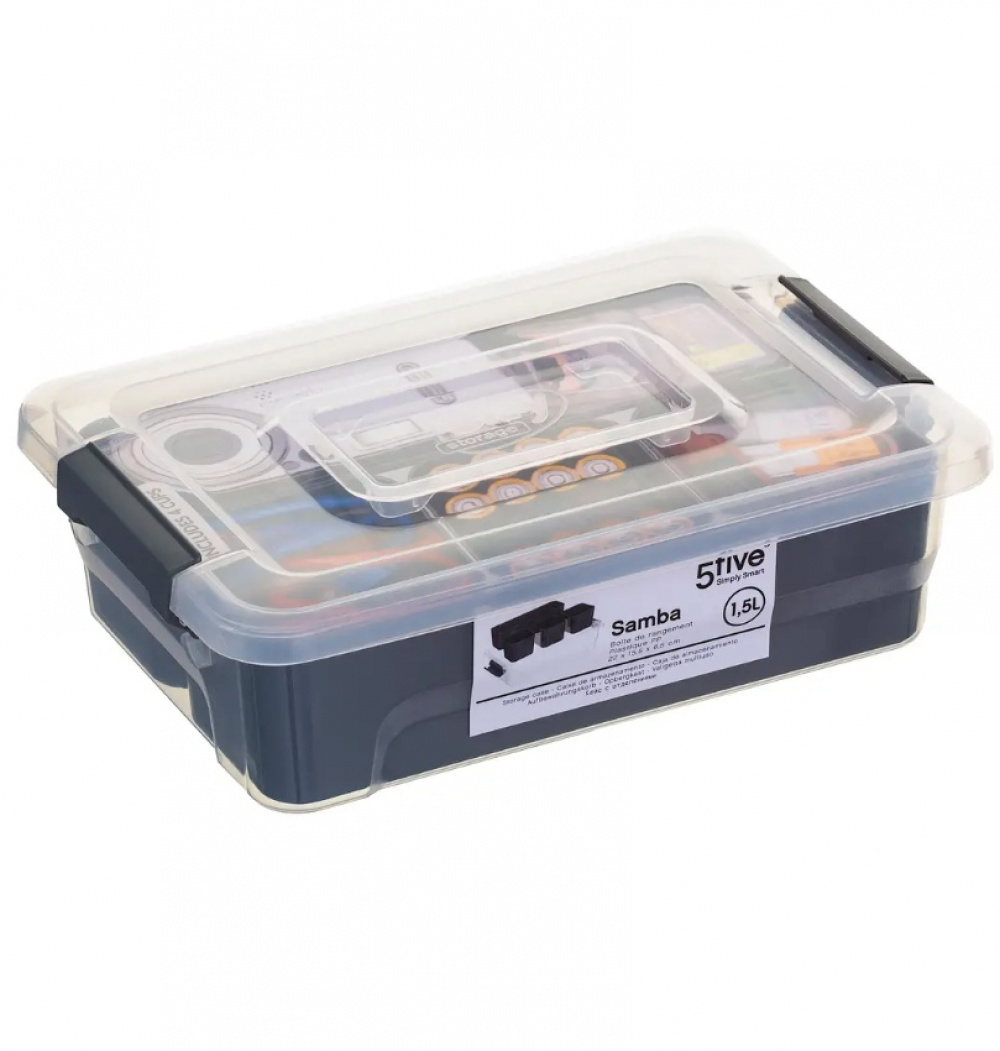Låda med 4 burkar för sortering, EZY SORT IT SMALL, 22.5 x 15.5 x H 7 cm, Transparent / Grå i gruppen Förvaring / Förvaringslådor / Småförvaring hos SmartaSaker.se (41785)
