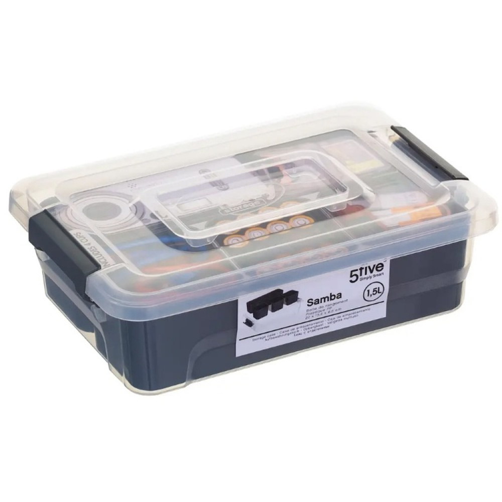 Låda med 4 burkar för sortering, EZY SORT IT SMALL, 22.5 x 15.5 x H 7 cm, Transparent / Grå i gruppen Förvaring / Förvaringslådor / Småförvaring hos SmartaSaker.se (41785)