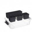 Låda med 4 burkar för sortering, EZY SORT IT SMALL, 22.5 x 15.5 x H 7 cm, Transparent / Grå Låda med 4 burkar för sortering, EZY SORT IT SMALL, 22.5 x 15.5 x H 7 cm, Transparent / Grå