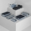 Låda med 4 burkar för sortering, EZY SORT IT SMALL, 22.5 x 15.5 x H 7 cm, Transparent / Grå Låda med 4 burkar för sortering, EZY SORT IT SMALL, 22.5 x 15.5 x H 7 cm, Transparent / Grå