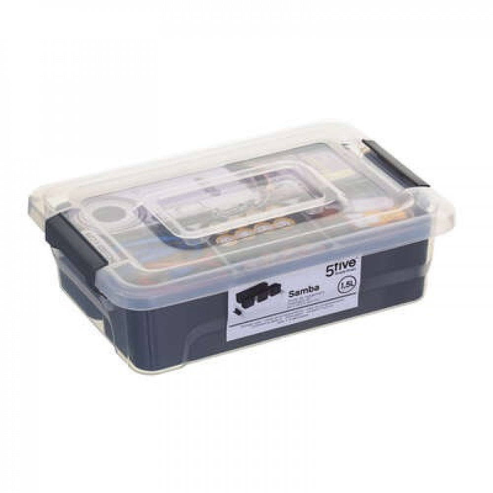 Låda med 4 burkar för sortering, EZY SORT IT SMALL, 22.5 x 15.5 x H 7 cm, Transparent / Grå i gruppen Förvaring / Förvaringslådor / Småförvaring hos SmartaSaker.se (41785)