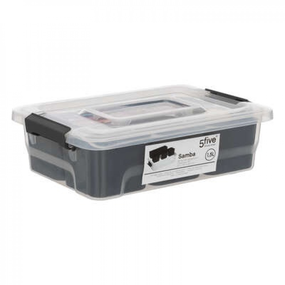 Låda med 4 burkar för sortering, EZY SORT IT SMALL, 22.5 x 15.5 x H 7 cm, Transparent / Grå i gruppen Förvaring / Förvaringslådor / Småförvaring hos SmartaSaker.se (41785)
