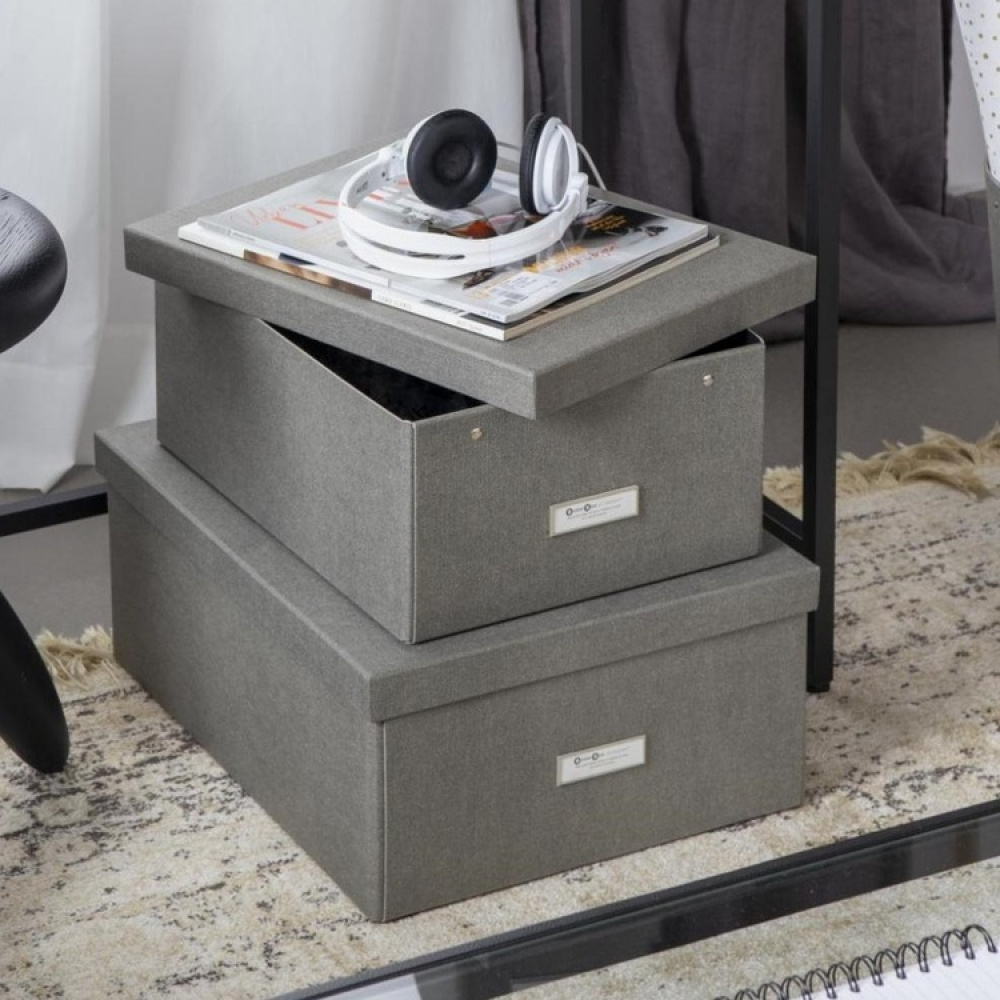 Låda med etiketthållare, BIGSO KATIA CANVAS, 39 x 28,5 x H 16 cm i gruppen Förvaring / Förvaringslådor / BigSo förvaringslådor hos SmartaSaker.se (41790)