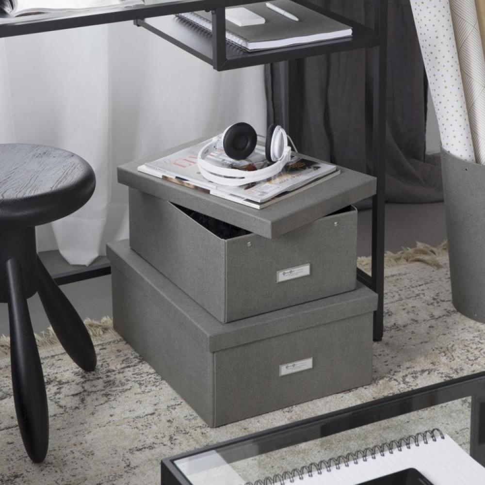 Låda med etiketthållare, BIGSO KATIA CANVAS, 39 x 28,5 x H 16 cm i gruppen Förvaring / Förvaringslådor / BigSo förvaringslådor hos SmartaSaker.se (41790)