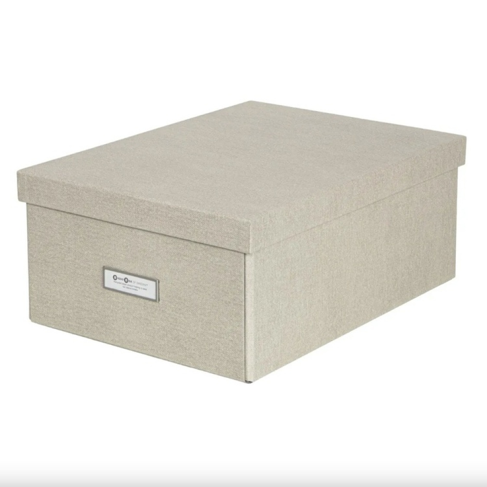 Låda med etiketthållare, BIGSO KATIA CANVAS, 39 x 28,5 x H 16 cm i gruppen Förvaring / Förvaringslådor / BigSo förvaringslådor hos SmartaSaker.se (41790)