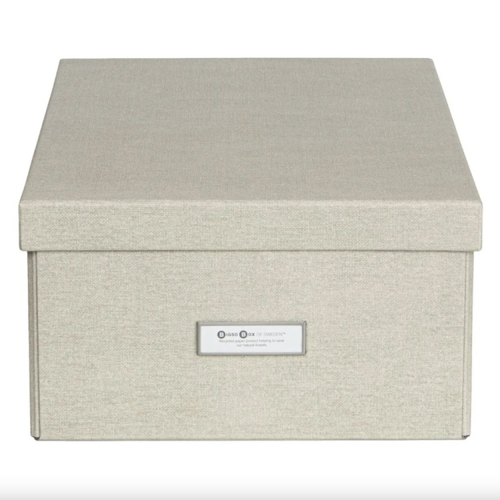 Låda med etiketthållare, BIGSO KATIA CANVAS, 39 x 28,5 x H 16 cm i gruppen Förvaring / Förvaringslådor / BigSo förvaringslådor hos SmartaSaker.se (41790)