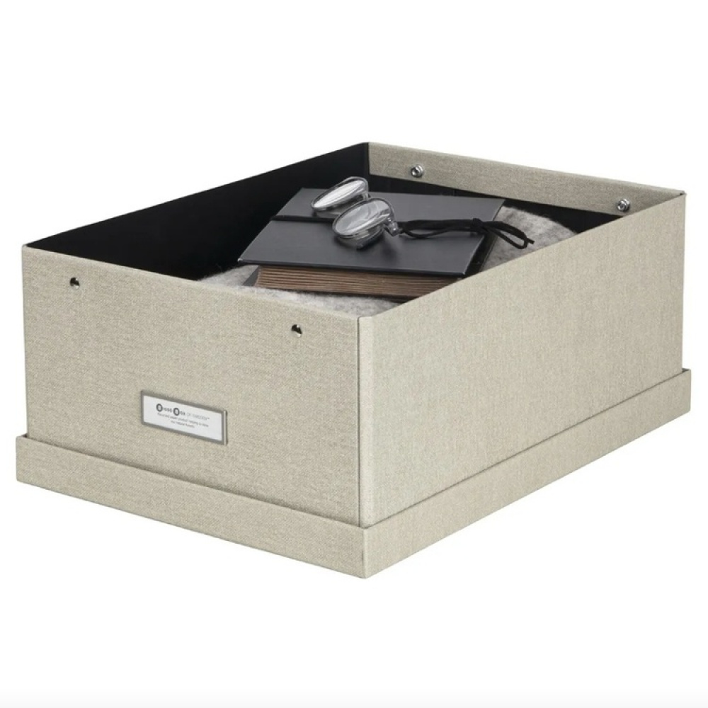 Låda med etiketthållare, BIGSO KATIA CANVAS, 39 x 28,5 x H 16 cm i gruppen Förvaring / Förvaringslådor / BigSo förvaringslådor hos SmartaSaker.se (41790)