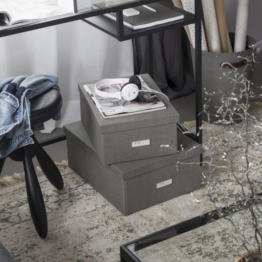 Låda med etiketthållare, BIGSO KARIN CANVAS, 31,5 x 22,5 x H 13,5 cm i gruppen Förvaring / Förvaringslådor / BigSo förvaringslådor hos SmartaSaker.se (41791)