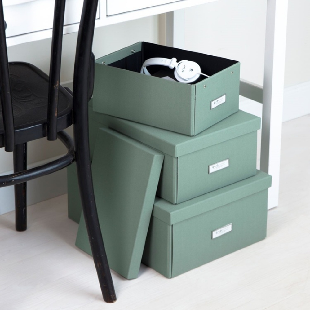 Låda med etiketthållare, BIGSO KARIN CANVAS, 31,5 x 22,5 x H 13,5 cm i gruppen Förvaring / Förvaringslådor / BigSo förvaringslådor hos SmartaSaker.se (41791)