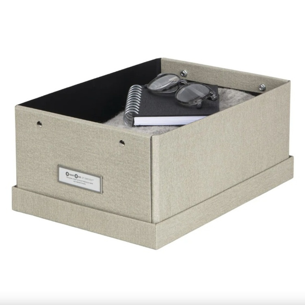 Låda med etiketthållare, BIGSO KARIN CANVAS, 31,5 x 22,5 x H 13,5 cm i gruppen Förvaring / Förvaringslådor / BigSo förvaringslådor hos SmartaSaker.se (41791)