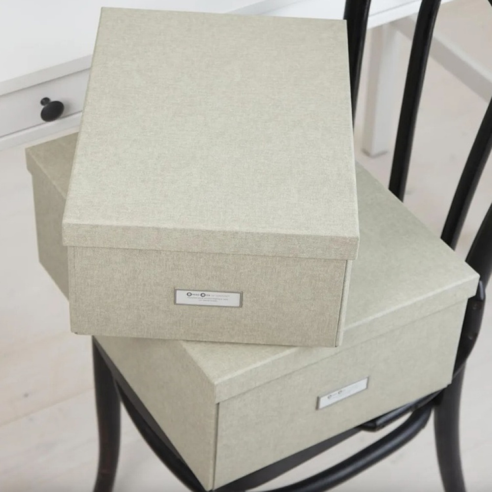 Låda med etiketthållare, BIGSO KATRIN CANVAS, 45 x 34,5 x H 18,5 cm i gruppen Förvaring / Förvaringslådor / BigSo förvaringslådor hos SmartaSaker.se (41793)