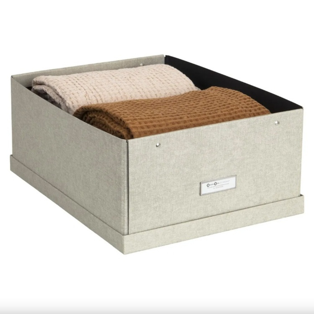 Låda med etiketthållare, BIGSO KATRIN CANVAS, 45 x 34,5 x H 18,5 cm i gruppen Förvaring / Förvaringslådor / BigSo förvaringslådor hos SmartaSaker.se (41793)